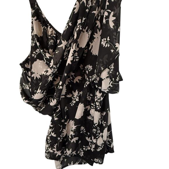 Lane Bryant SIZE 22 Womens Grosgrain Ribbon Straps Black White Floral Chiffon - Picture 6 of 10